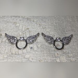 Woman's Sterling Silver Angel Wings Earrings